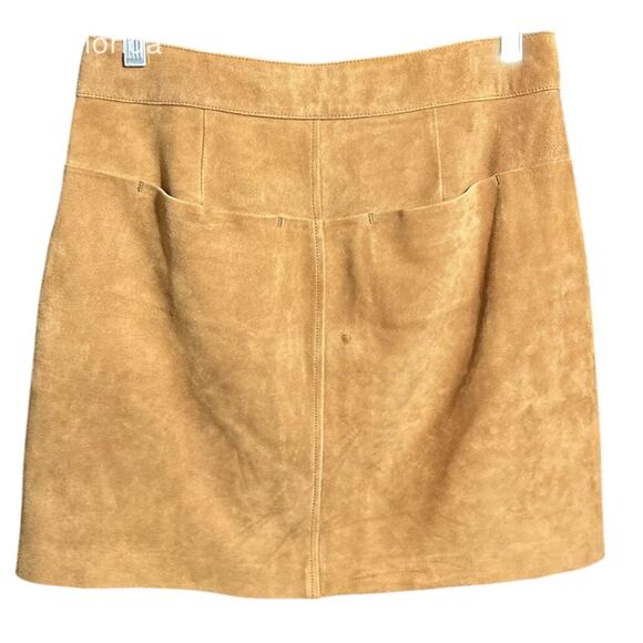 Frame Suede Mini Skirt Size 27 Carmelo Brown $595 Snap Front - Picture 4 of 5